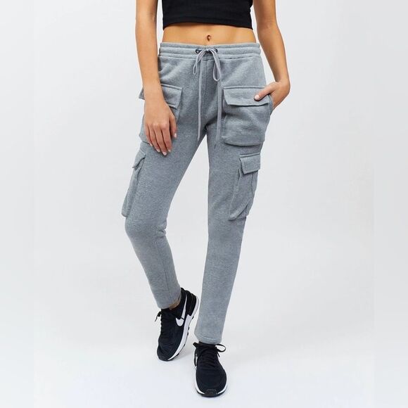 Reason Baxter Multi Pocket Cargo Sweatpants In Grey - Picture 2 of 5